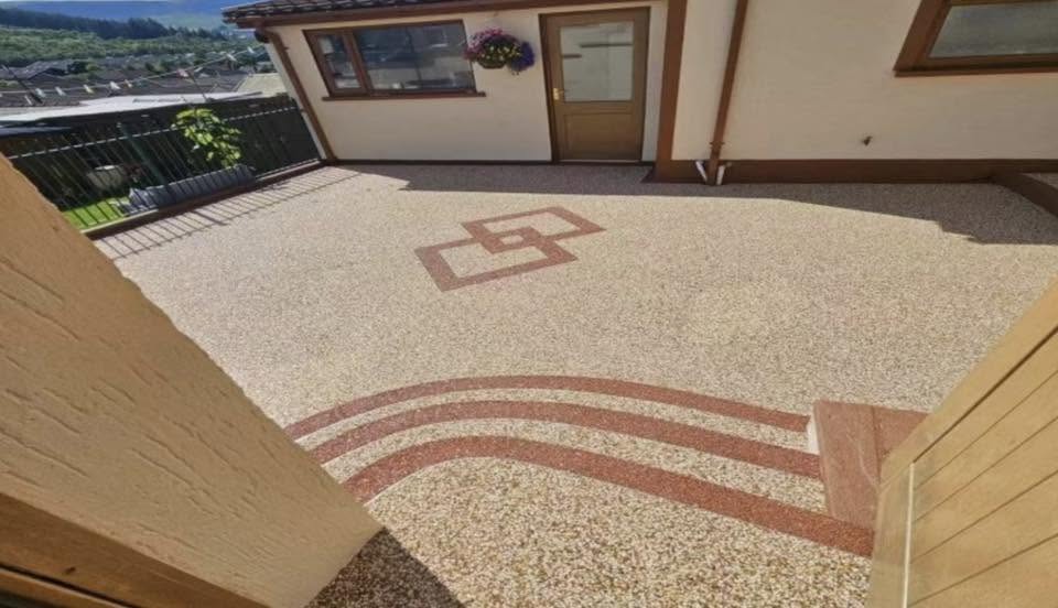 Resin wash stone entrance steps