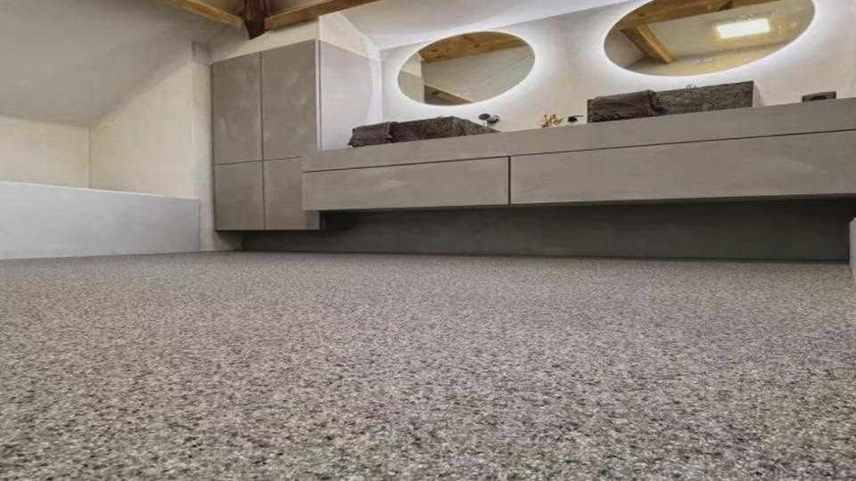 Resin wash stone terrace with contrasting border