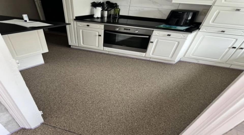 Resin wash stone interior floor