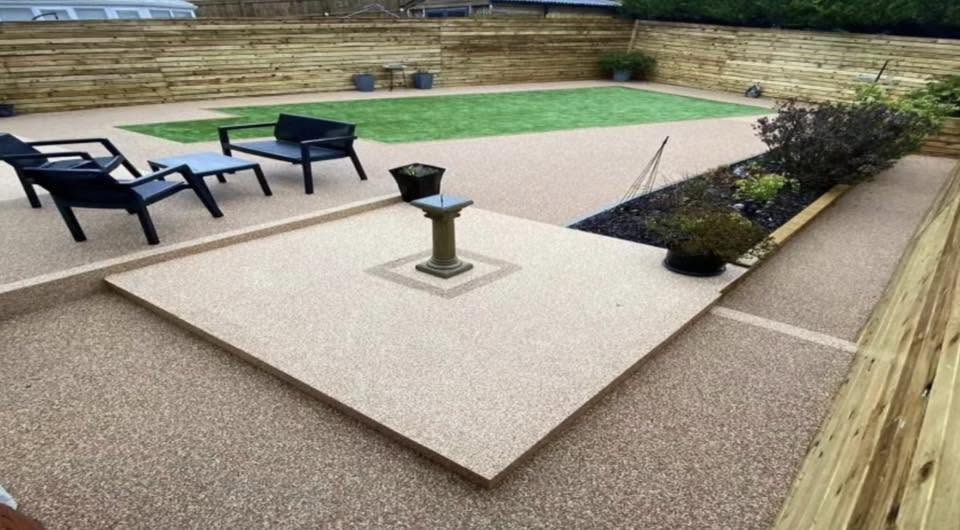 Resin wash stone garden walkway